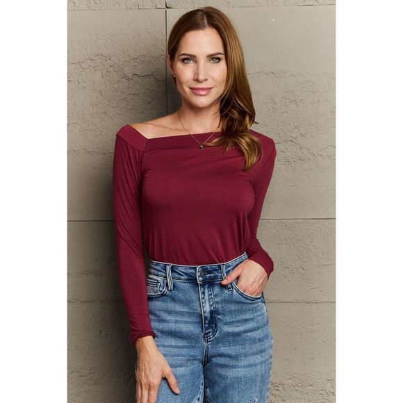 Culture Code Fall For You Full Size Asymetrical Neck Long Sleeve Top - Picture 6 of 9